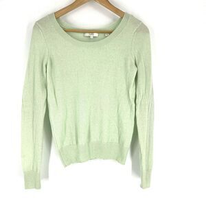 Vince Sweater Size Small Womens Green Cashmere Double Scoop Neck Knit Pullover